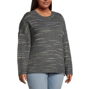 A.n.a Women's Relaxed Fit Crew Neck Long Sleeve Pullover Sweater - Gray - 3X